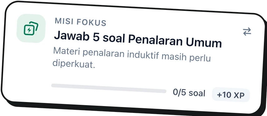 Misi fokus: jawab 5 soal Penalaran Umum, karena materi penalaran induktif masih perlu diperkuat