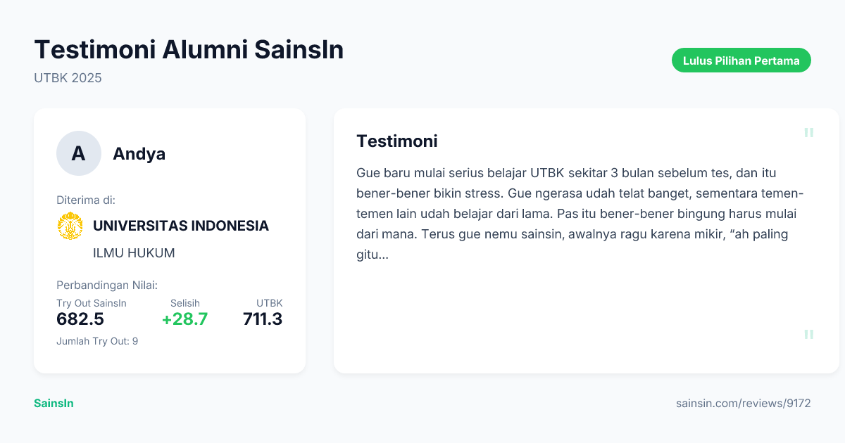 Cerita andya - UTBK 2025 | SainsIn